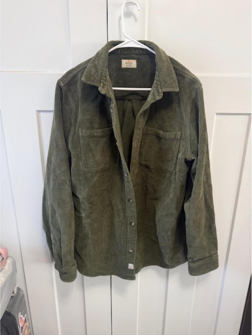 Marine Layer forest green corduroy 100% cotton button up size XL